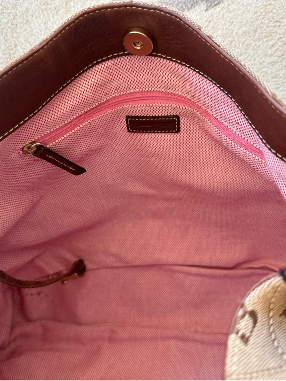 Dooney & Bourke Brown Logo-Print Hobo Bag